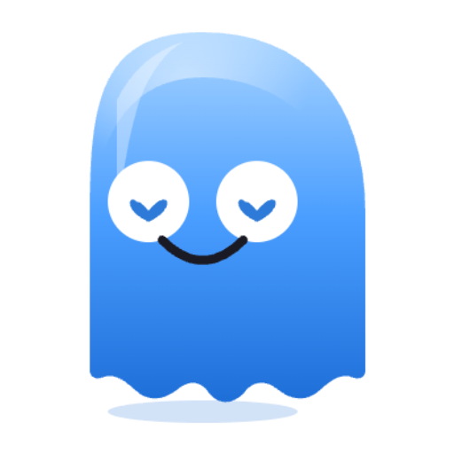 A blue heart-eyed Boo